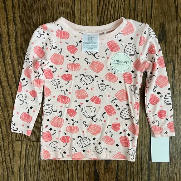Tres Beau Et Belle Pink Pumpkin Toddler Pajama Set 12M New - Picture 3 of 5